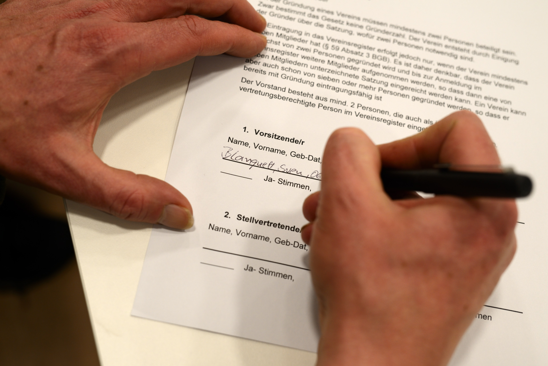 Dorfleben Gründung Verein Unterschrift